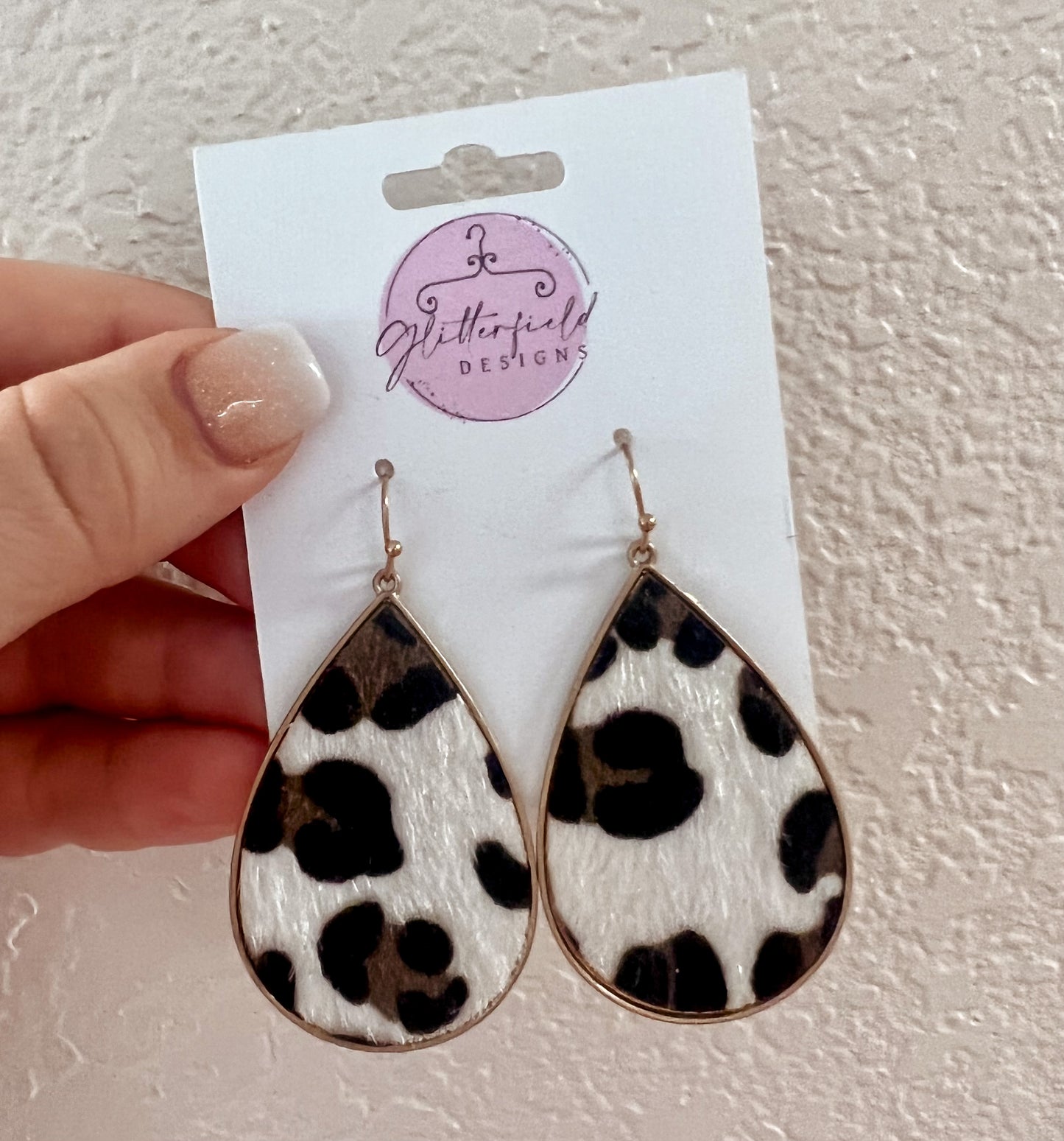 Leopard Gold Teardrop Earrings