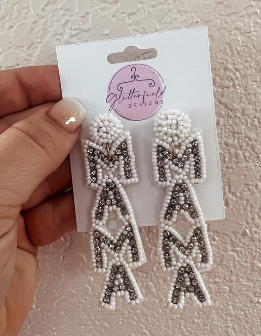 Mama White Seed Bead Earrings