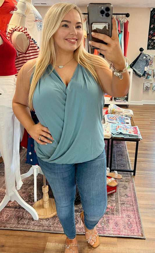 Blue Grey Halter Top