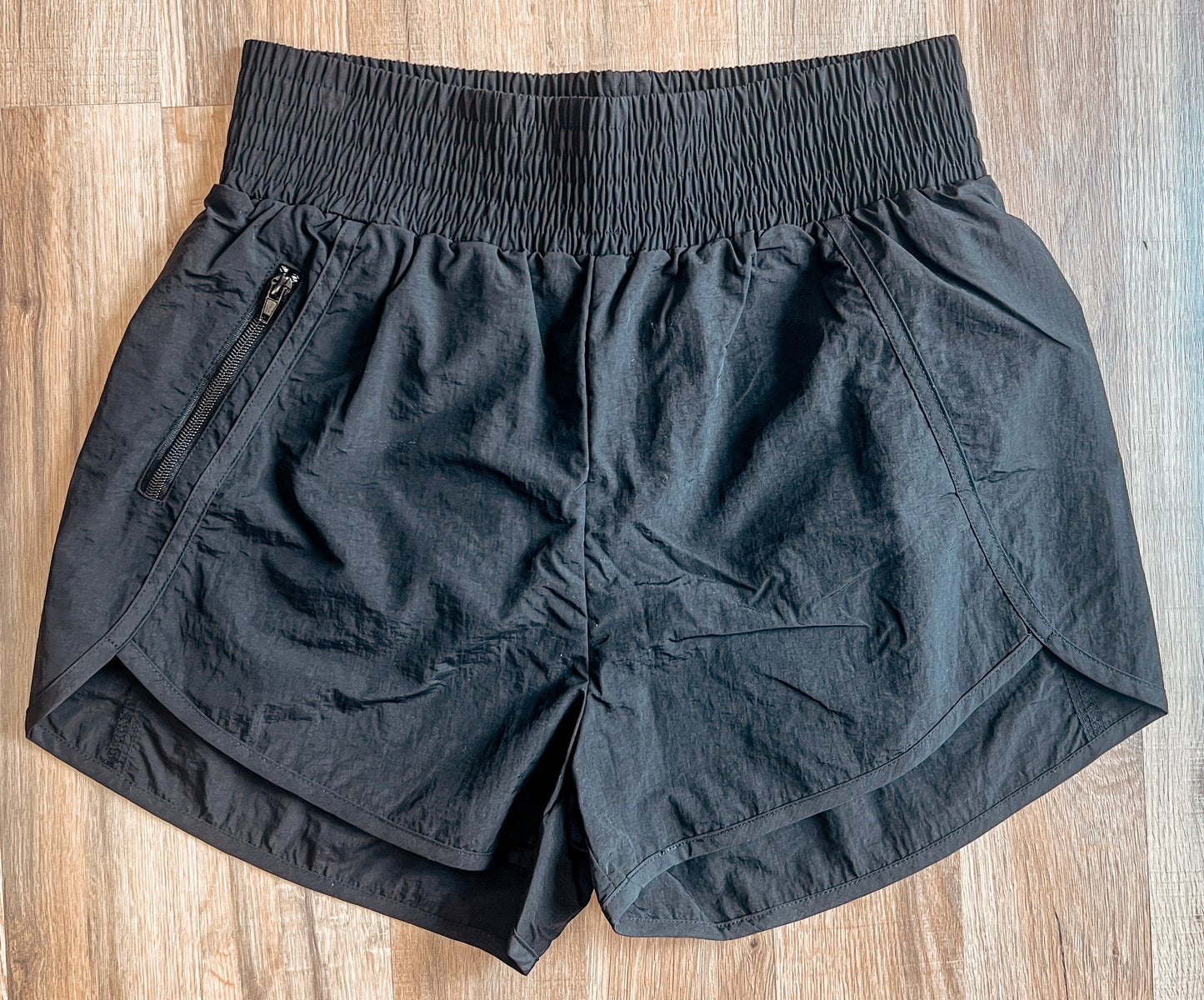 Black Smocked Shorts