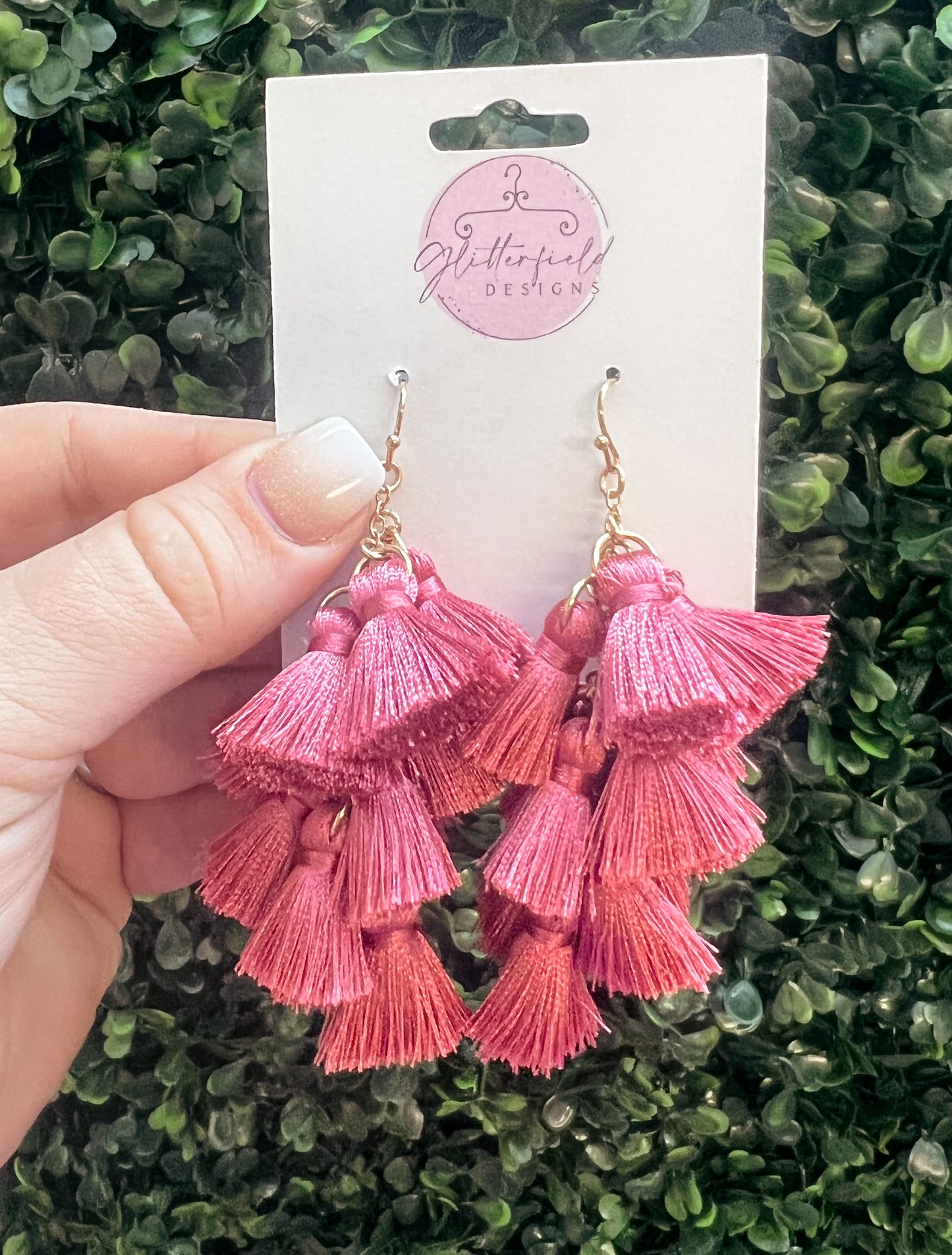 Rose  Mini Fringe Layered Tassel Earrings