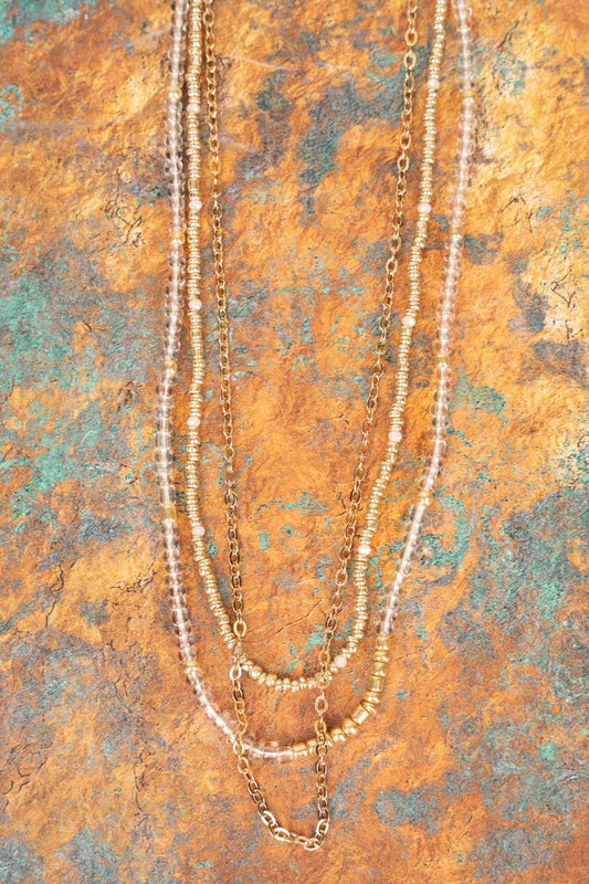 Clear Gold Layered Necklace