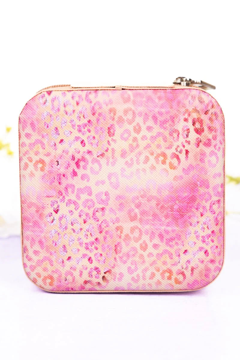 Pink Leopard Small Travel Jewelry Box