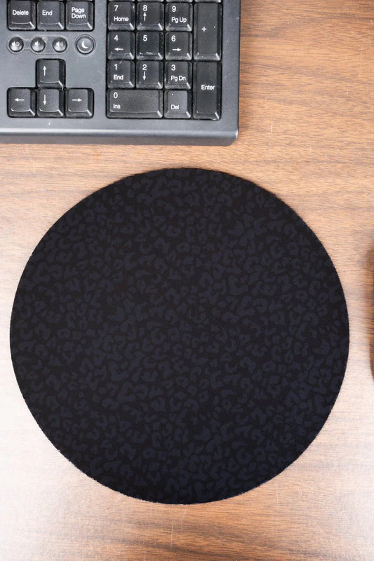 Black Leopard Round Mouse Pad