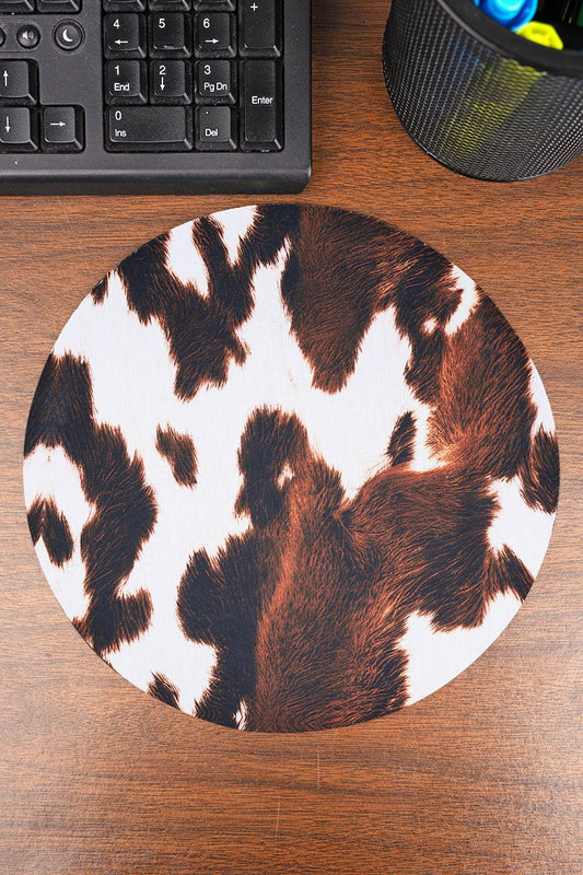 Brown Cow Round Mouse Pad