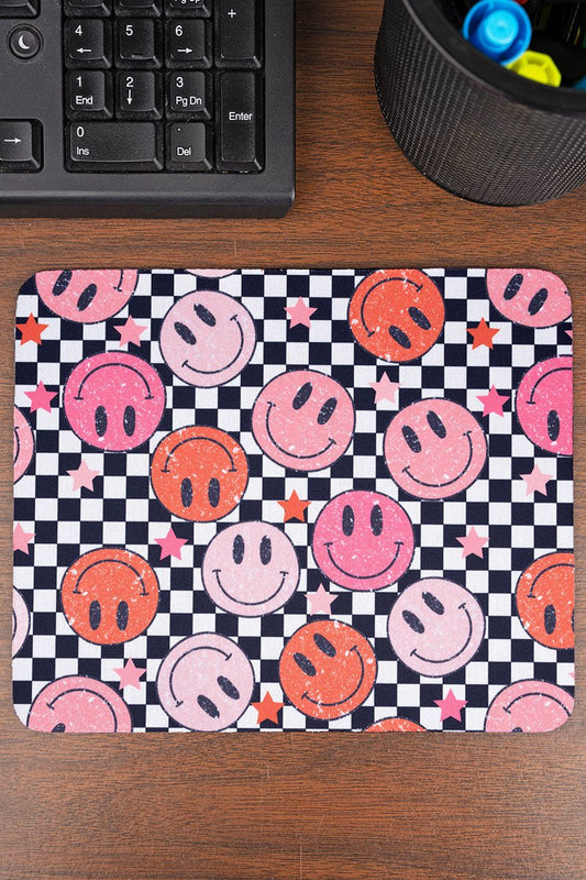 Checkered Smiley Rectangle Mouse Pad